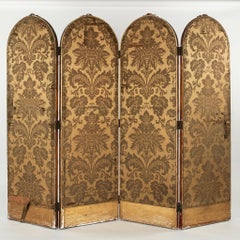 19th Century French Chinoiserie Four Panel Giltwood Screen