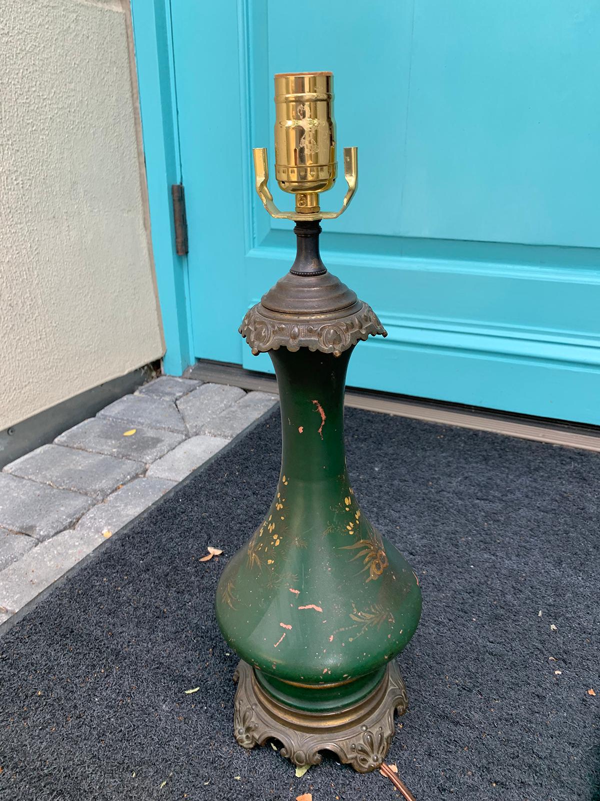 19th Century French Chinoiserie Glazed Terracotta Lamp with Original Mounts 7