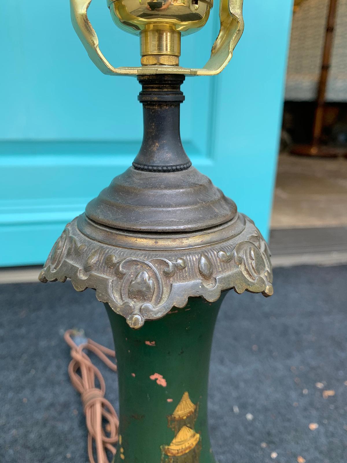 19th Century French Chinoiserie Glazed Terracotta Lamp with Original Mounts 3