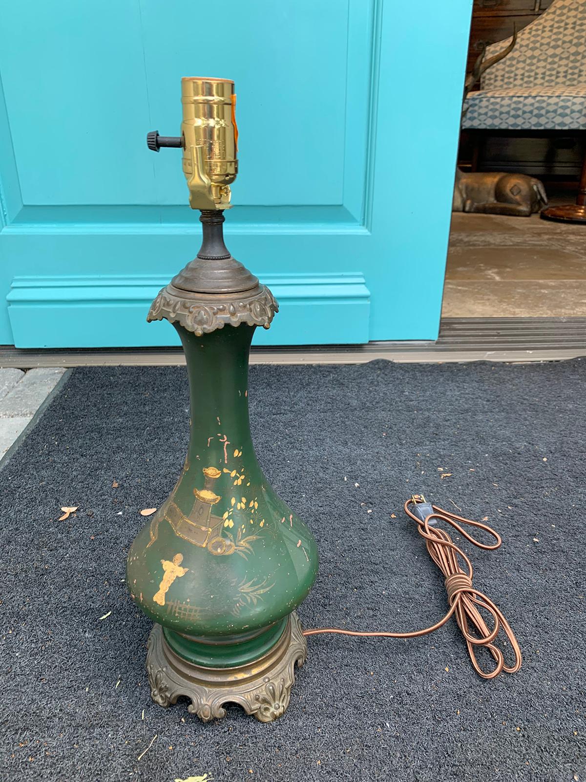 19th Century French Chinoiserie Glazed Terracotta Lamp with Original Mounts 6