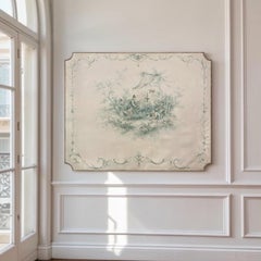 Chinoiserie francese della fine del XIX secolo, dipinto a olio su tela realizzato a mano