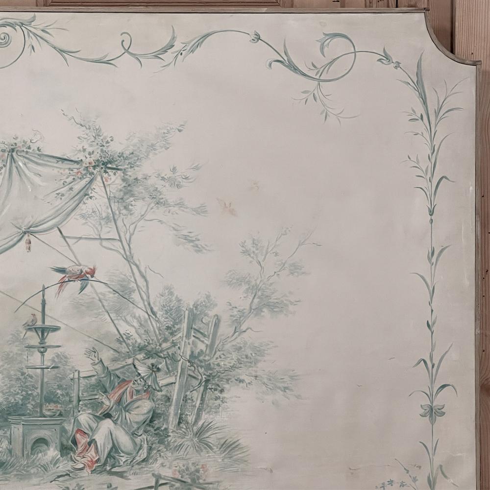 19th Century French Chinoiserie Hand-Painted Panel on Canvas For Sale 3