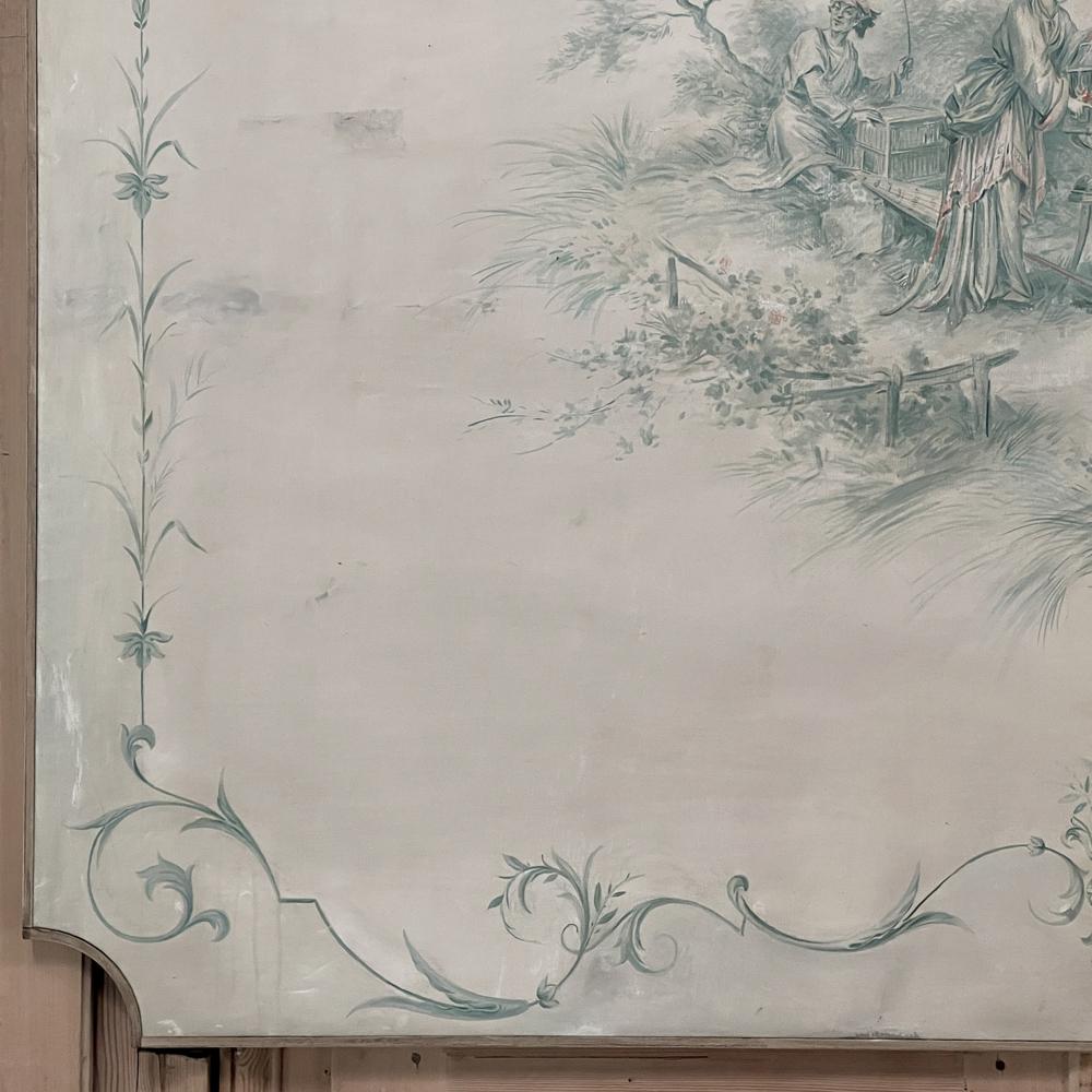 19th Century French Chinoiserie Hand-Painted Panel on Canvas For Sale 4