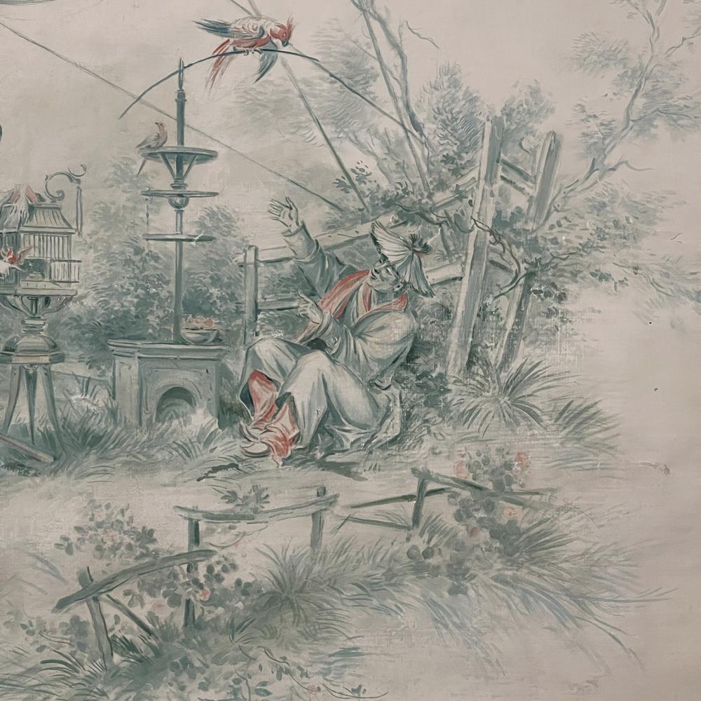 19th Century French Chinoiserie Hand-Painted Panel on Canvas For Sale 6