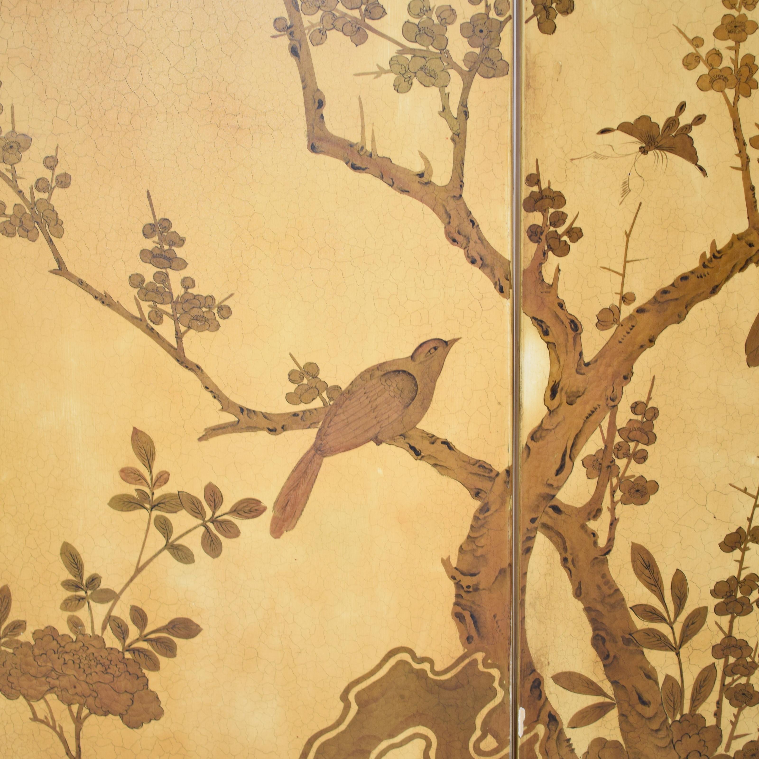 19th Century French Chinoiserie Lacquer Four-Panel Screen, Paravent, 1890s 1