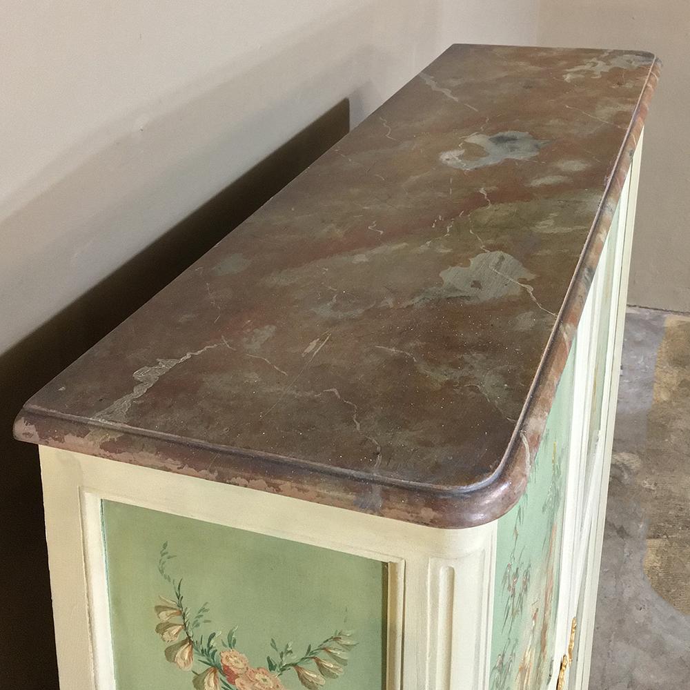 19th Century French Chinoiserie Painted Armoire or Cabinet with Faux Marble Top 3