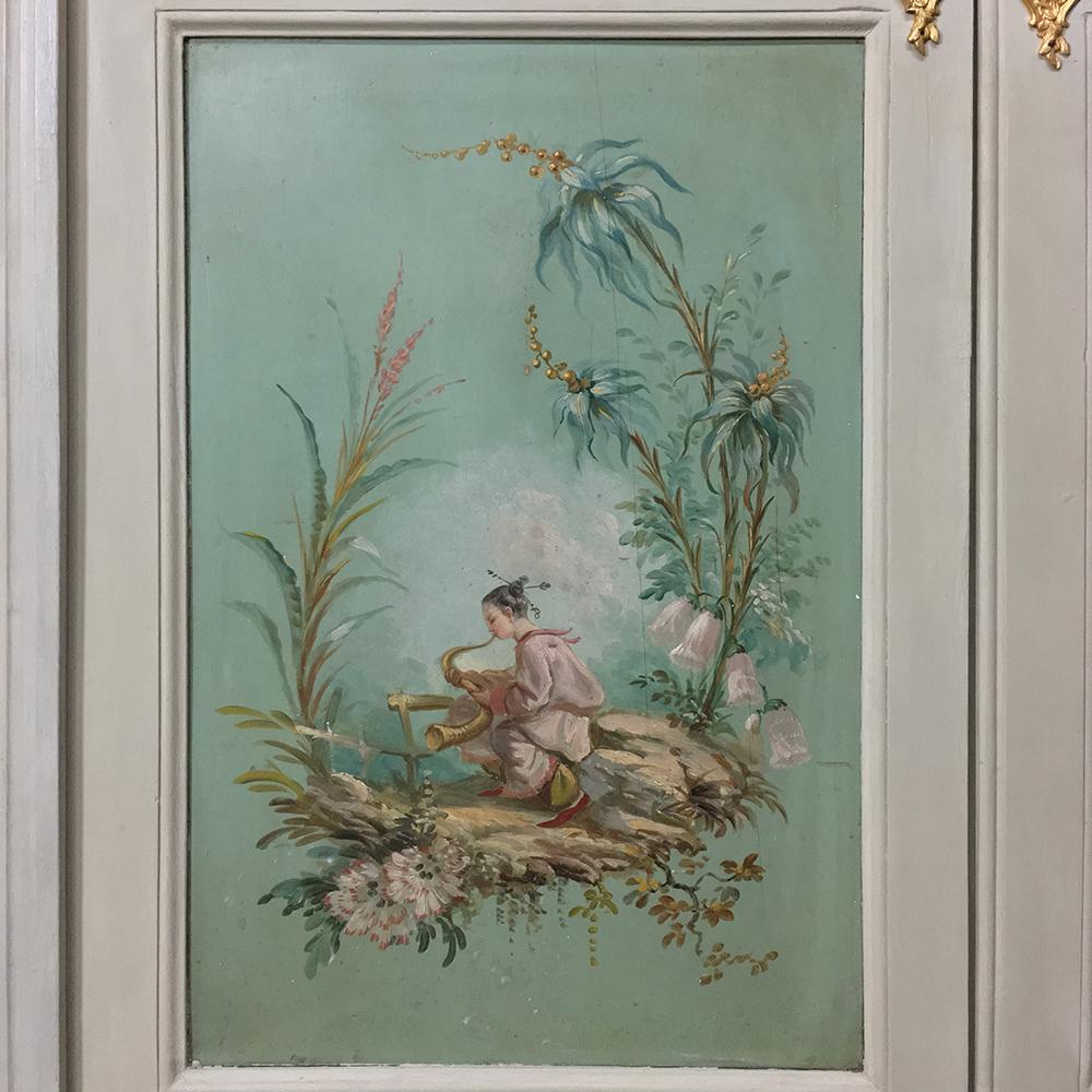 Late 19th Century 19th Century French Chinoiserie Painted Armoire or Cabinet with Faux Marble Top