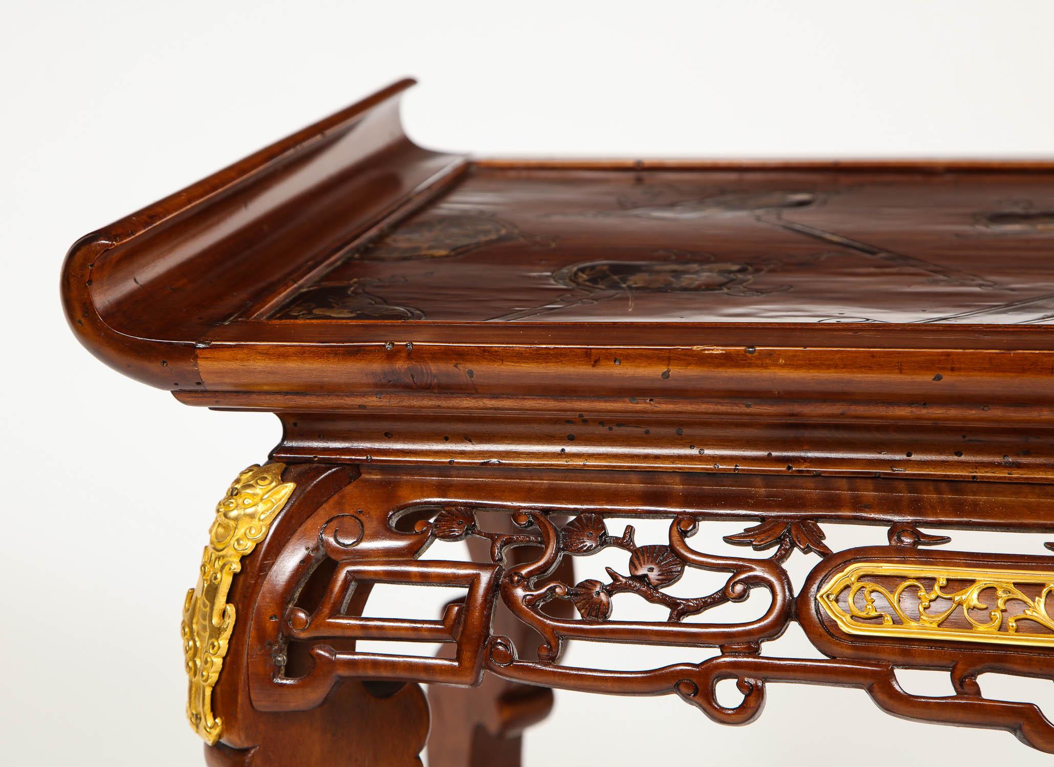19th Century French Chinoiserie Style Mahogany Table Attributed Gabriel Viardot For Sale 5