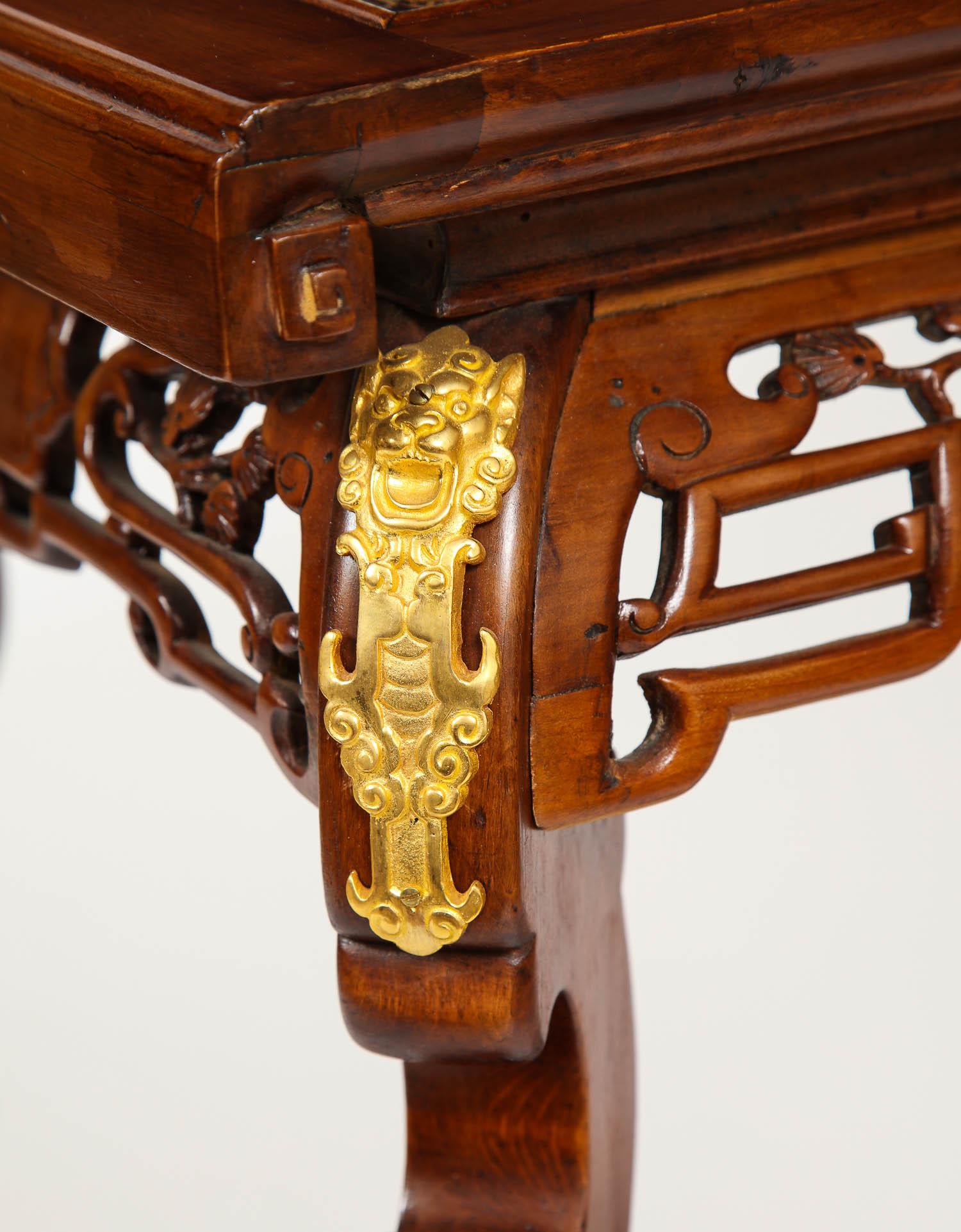 Bronze 19th Century French Chinoiserie Style Mahogany Table Attributed Gabriel Viardot For Sale
