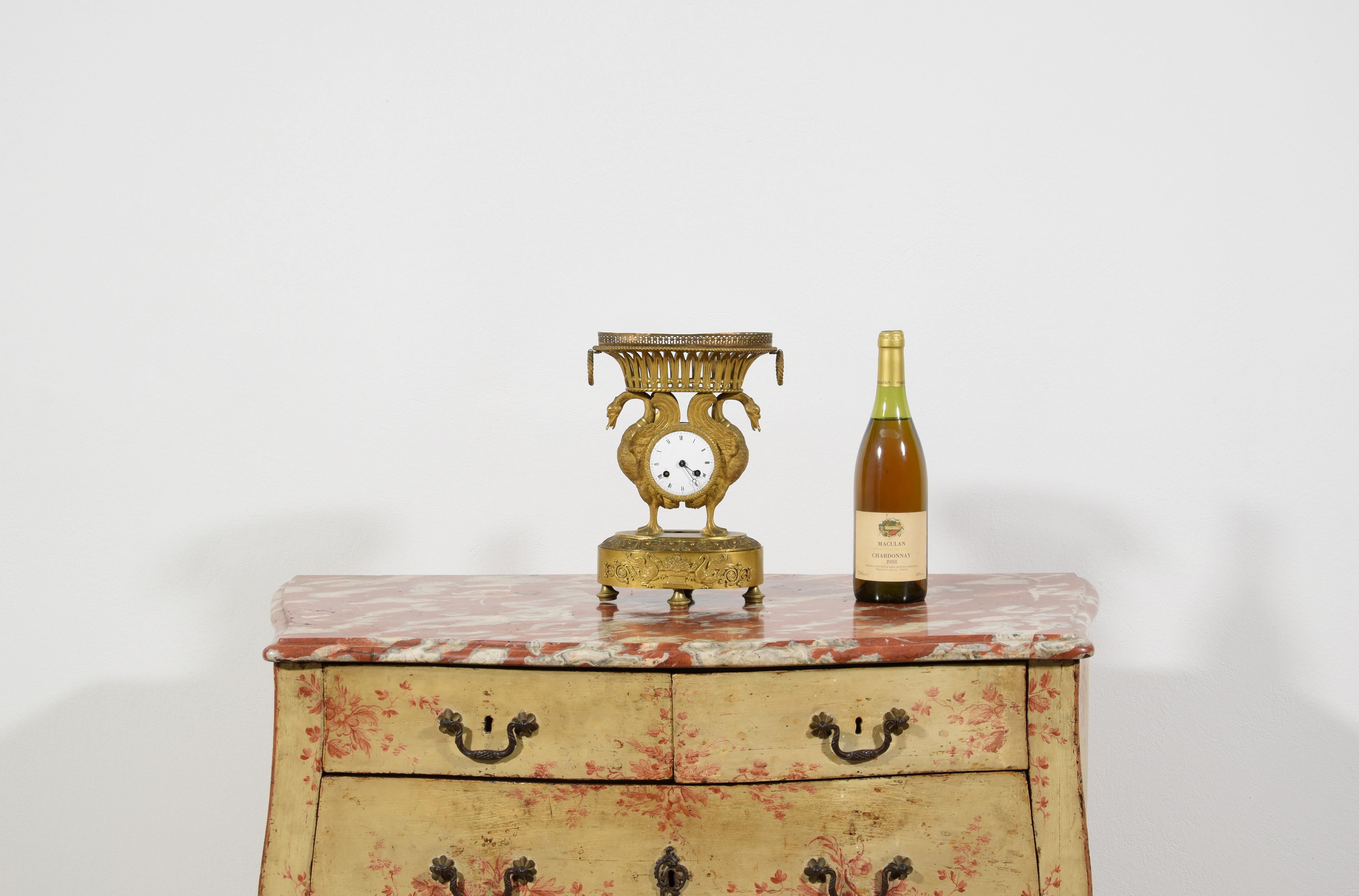 Horloge de table française du 19e siècle en chrome et bronze doré en vente 4