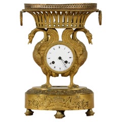 Horloge de table française du 19e siècle en chrome et bronze doré
