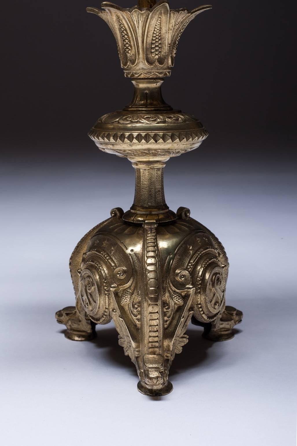 Gilt 19th Century French Church Candelabra For Sale