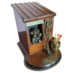 Antique 19th Century French Cigar Box With a Bronze Dog In A Dog House