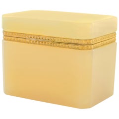 19th Century French Citron-Colored Glass Hinged Box