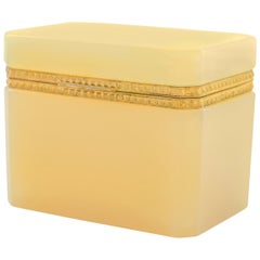Antique 19th Century French Citron-Colored Glass Hinged Box