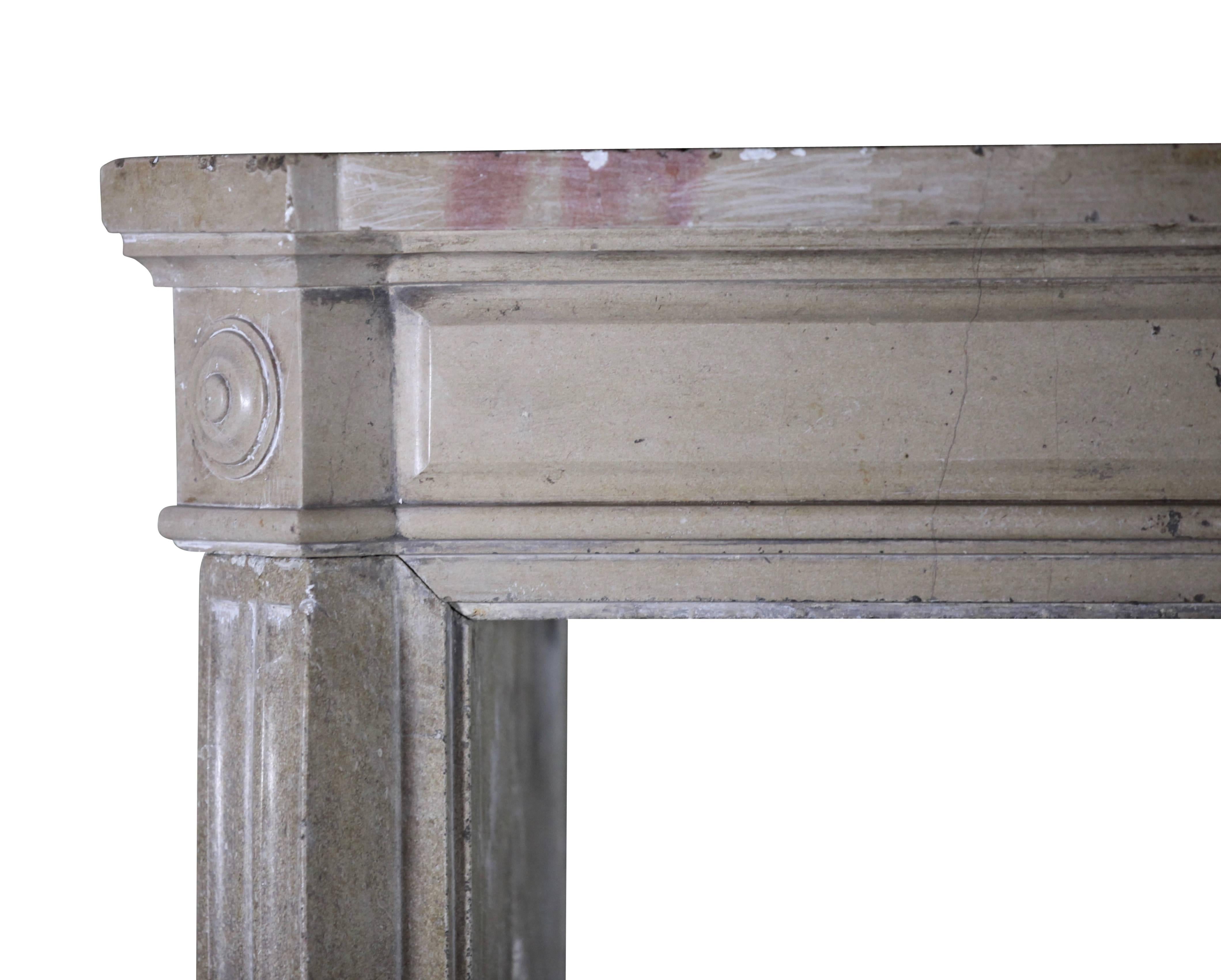 Carved 19th Century French Classic Antique Stone Fireplace Surround For Sale