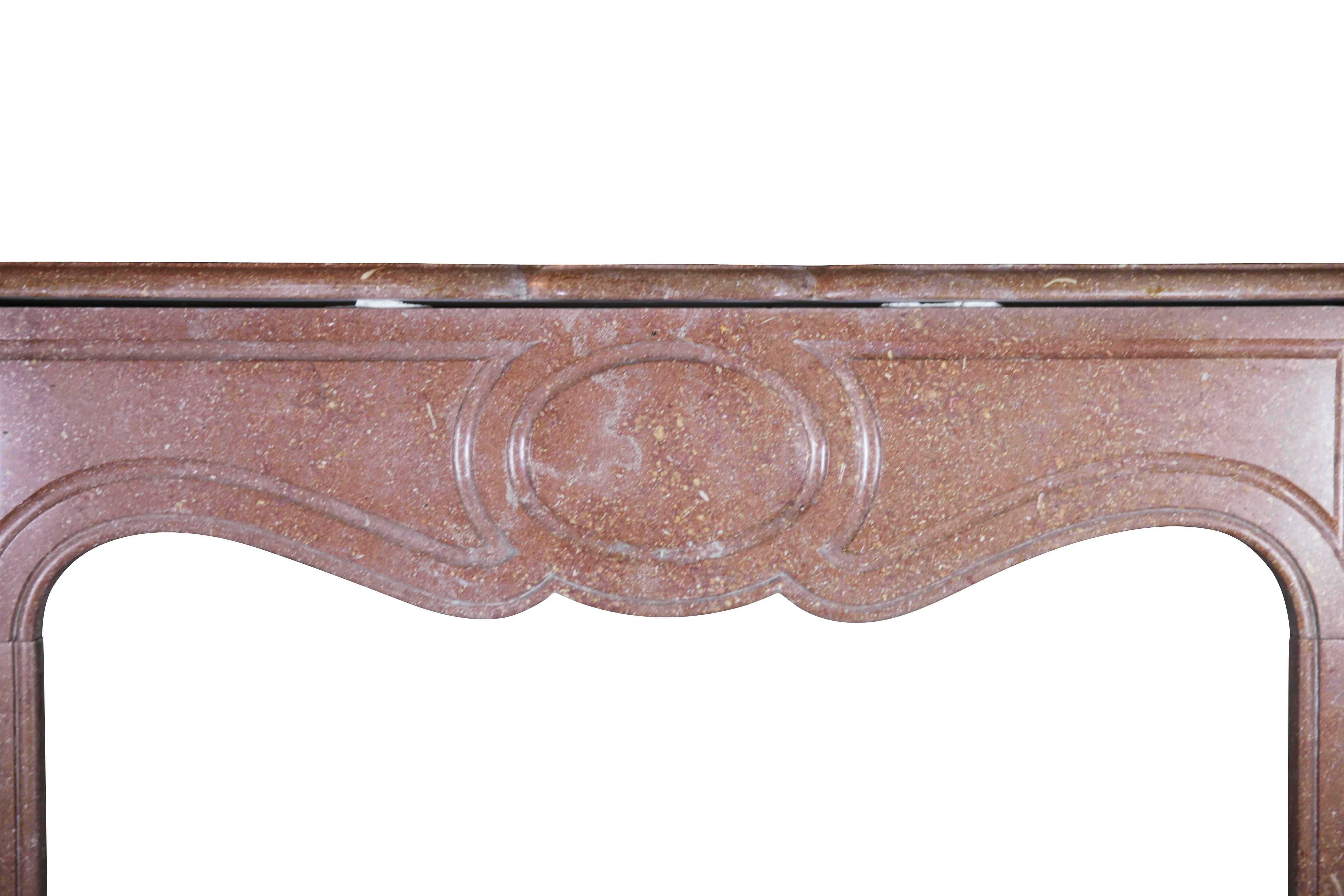 Polished 19th Century French Classic Petite Pompadour Marble Fireplace Surround For Sale