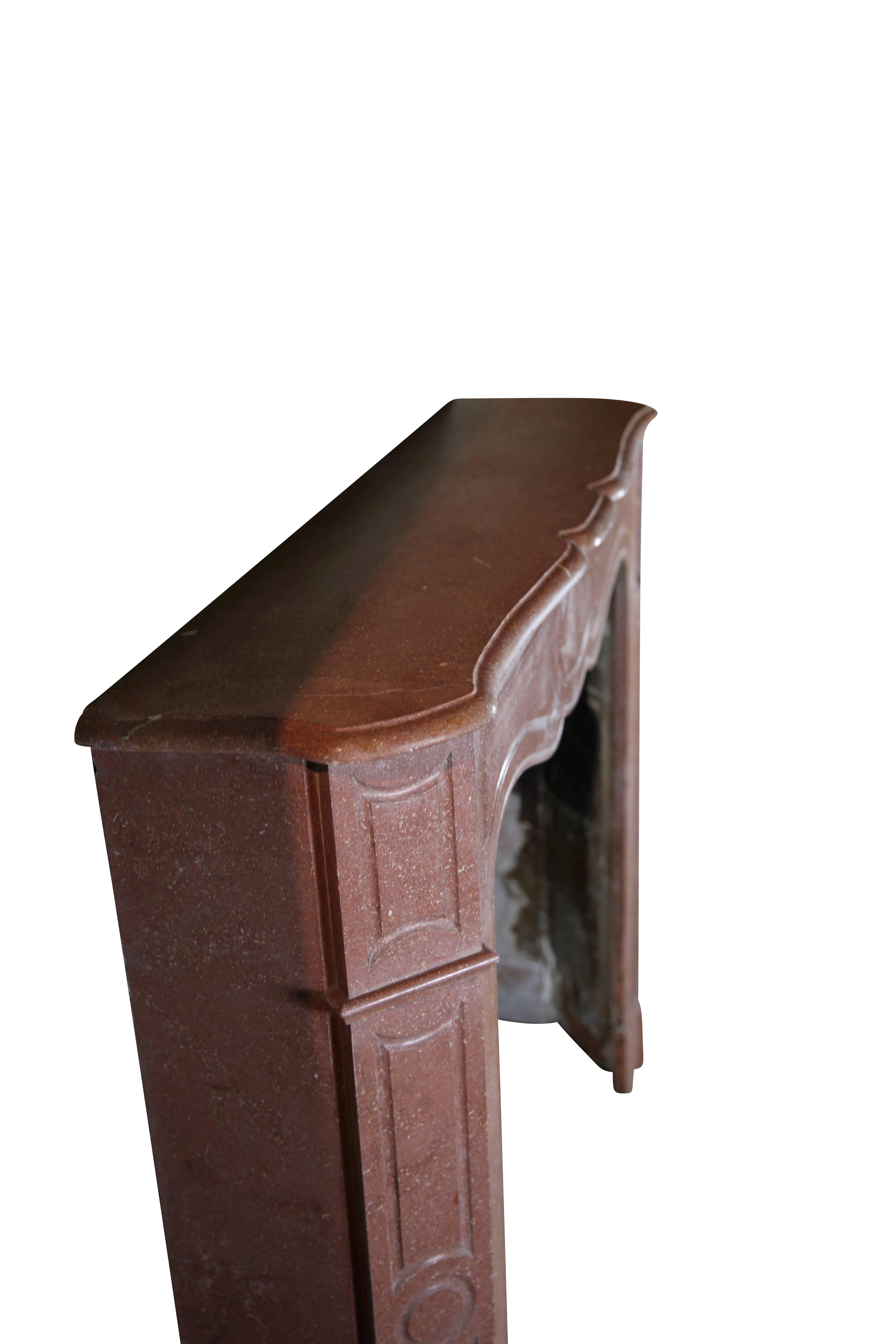 19th Century French Classic Petite Pompadour Marble Fireplace Surround For Sale 1
