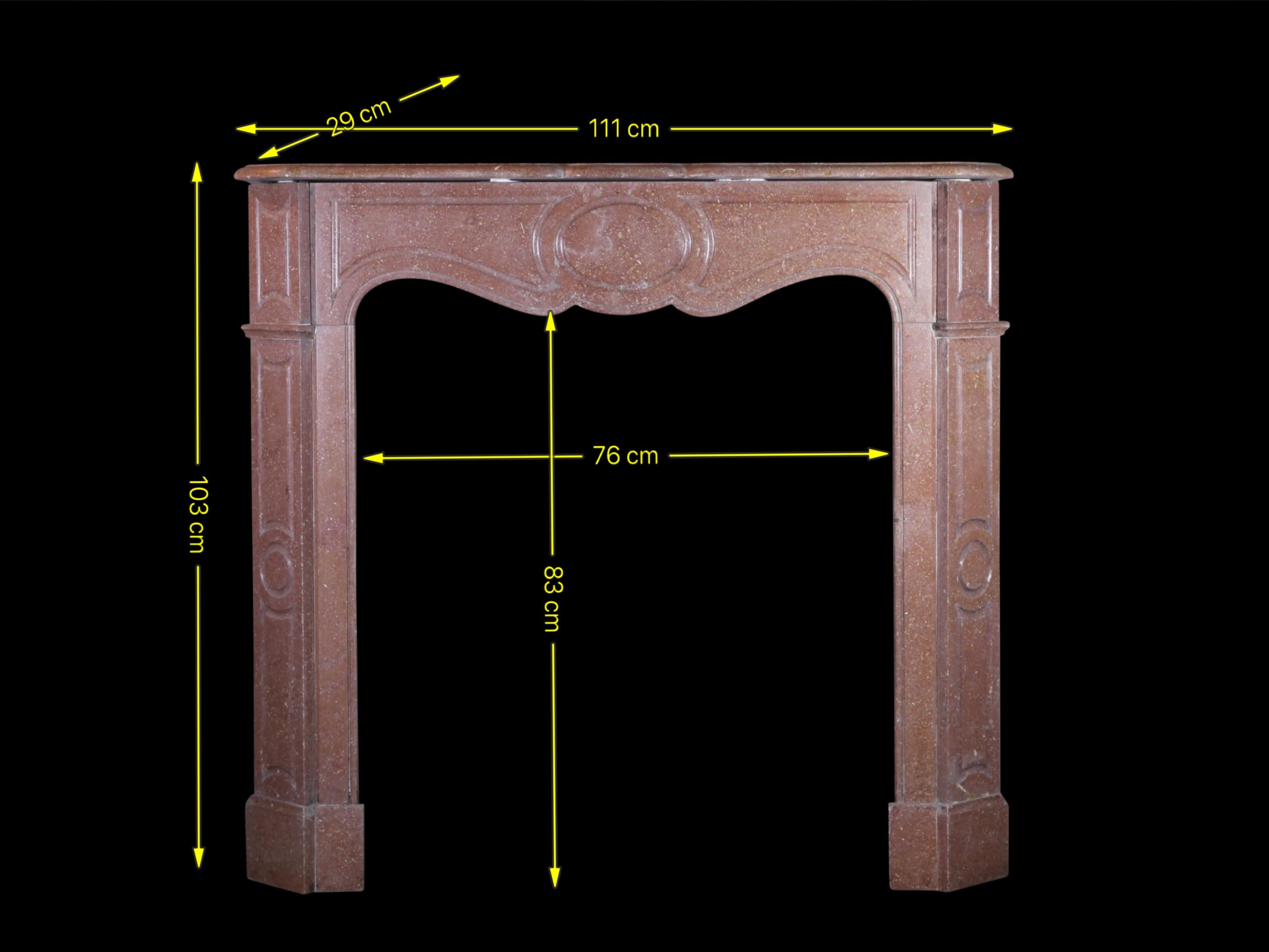19th Century French Classic Petite Pompadour Marble Fireplace Surround For Sale 2