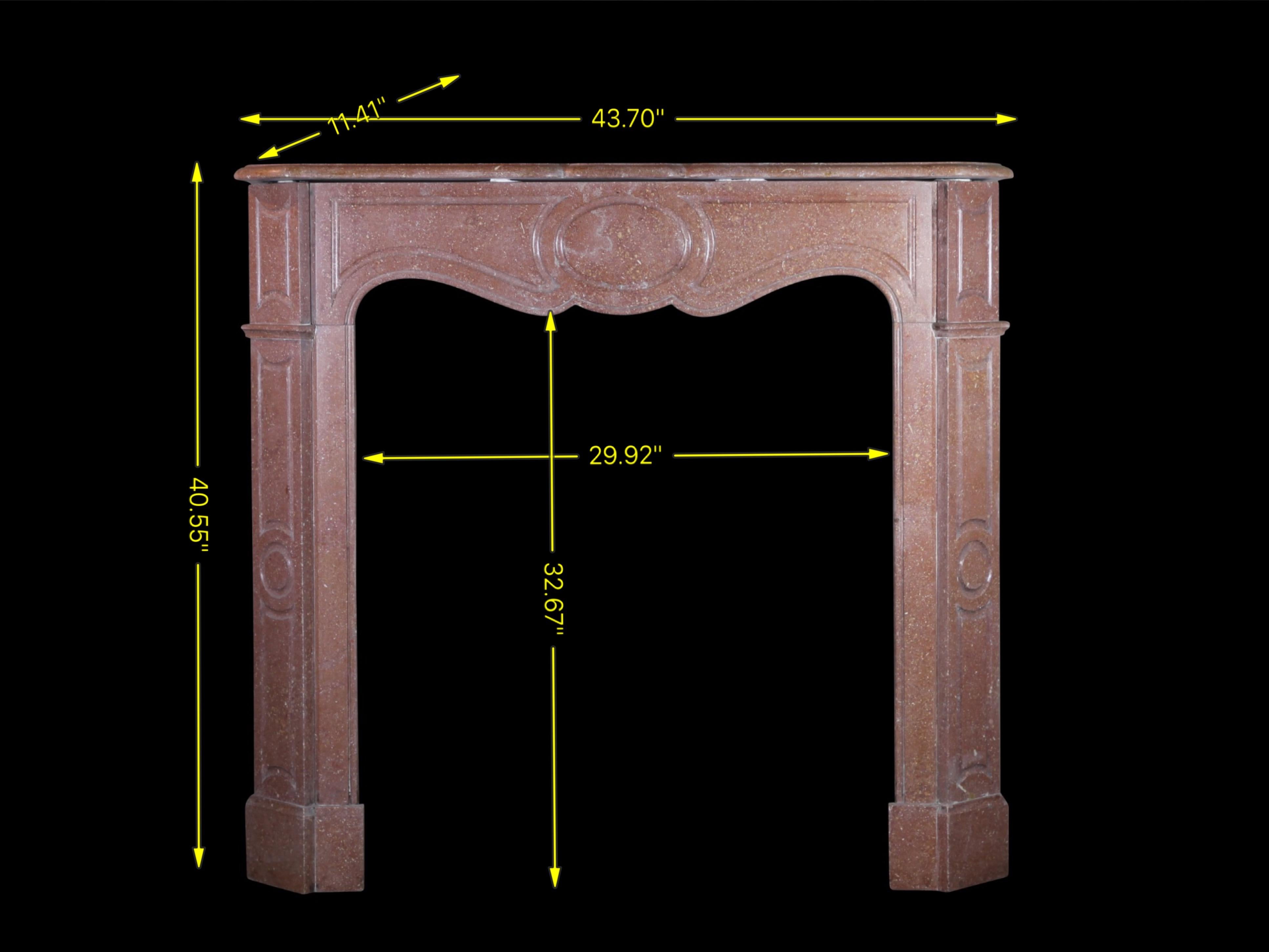 19th Century French Classic Petite Pompadour Marble Fireplace Surround For Sale 3