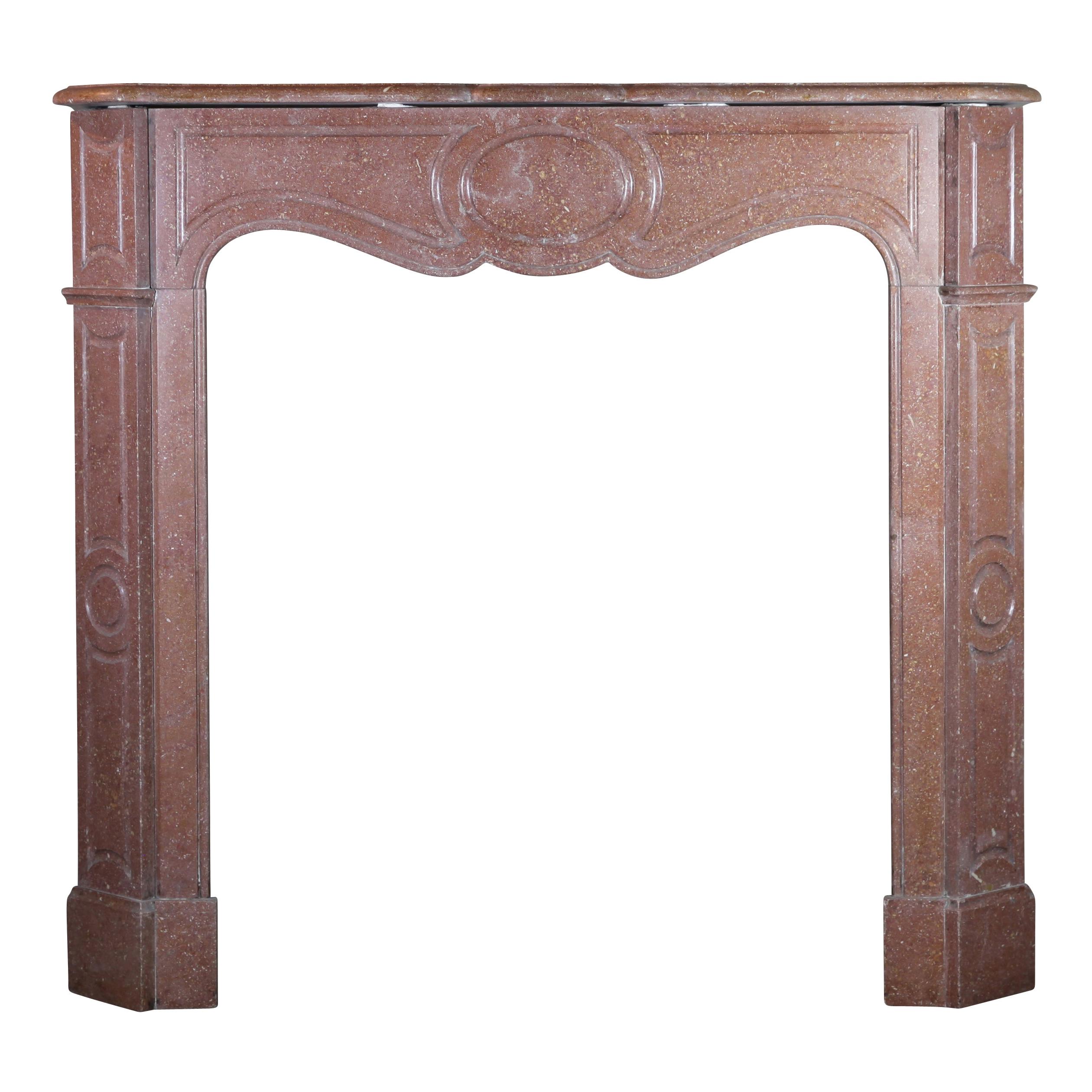 19th Century French Classic Petite Pompadour Marble Fireplace Surround For Sale