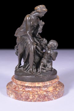 19th Century French Classical Bronze Group Signed Pigal "Le Merchand De Plaisir"