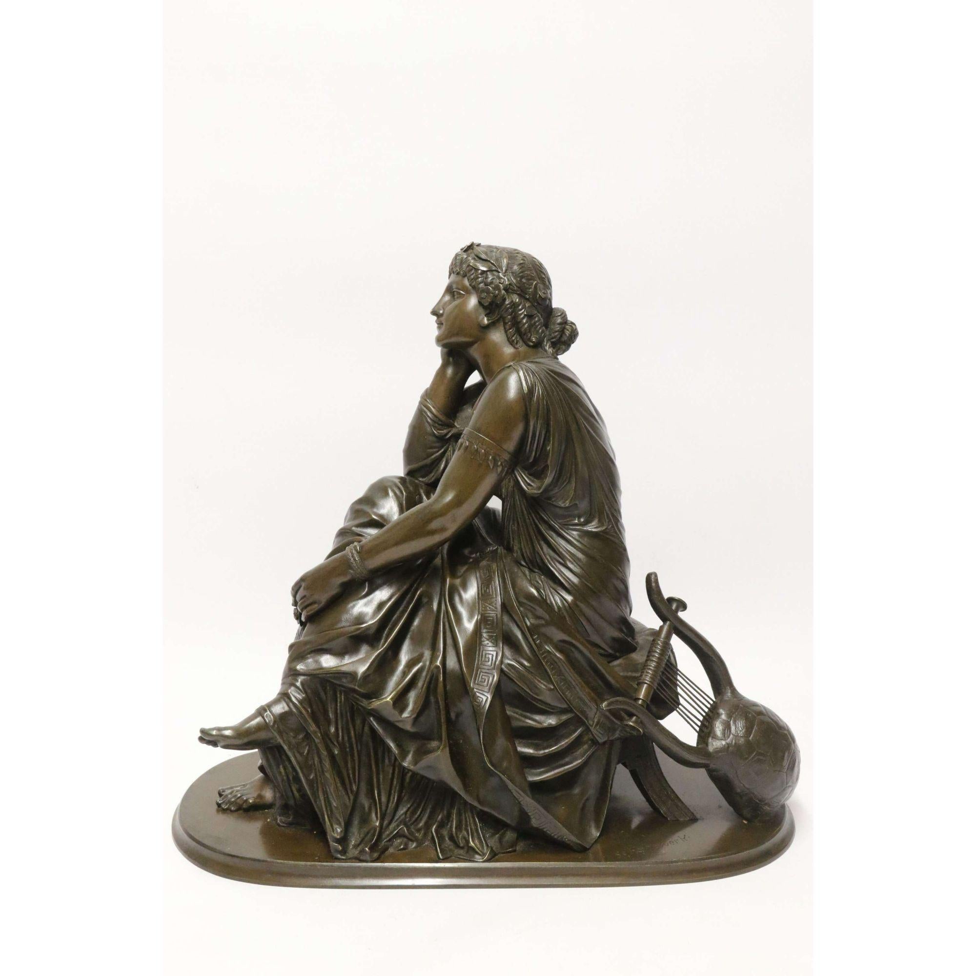 Klassische französische Bronze von Euterpe aus dem 19. Jahrhundert von Pierre Alexander Schoenewerk im Angebot 5