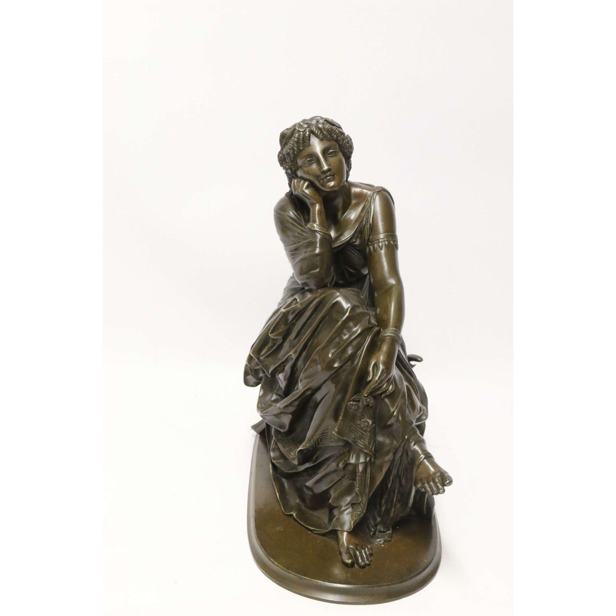 XVIIIe siècle et antérieur Bronze d'euterpe classique français du 19ème siècle par Pierre Alexander Schoenewerk en vente
