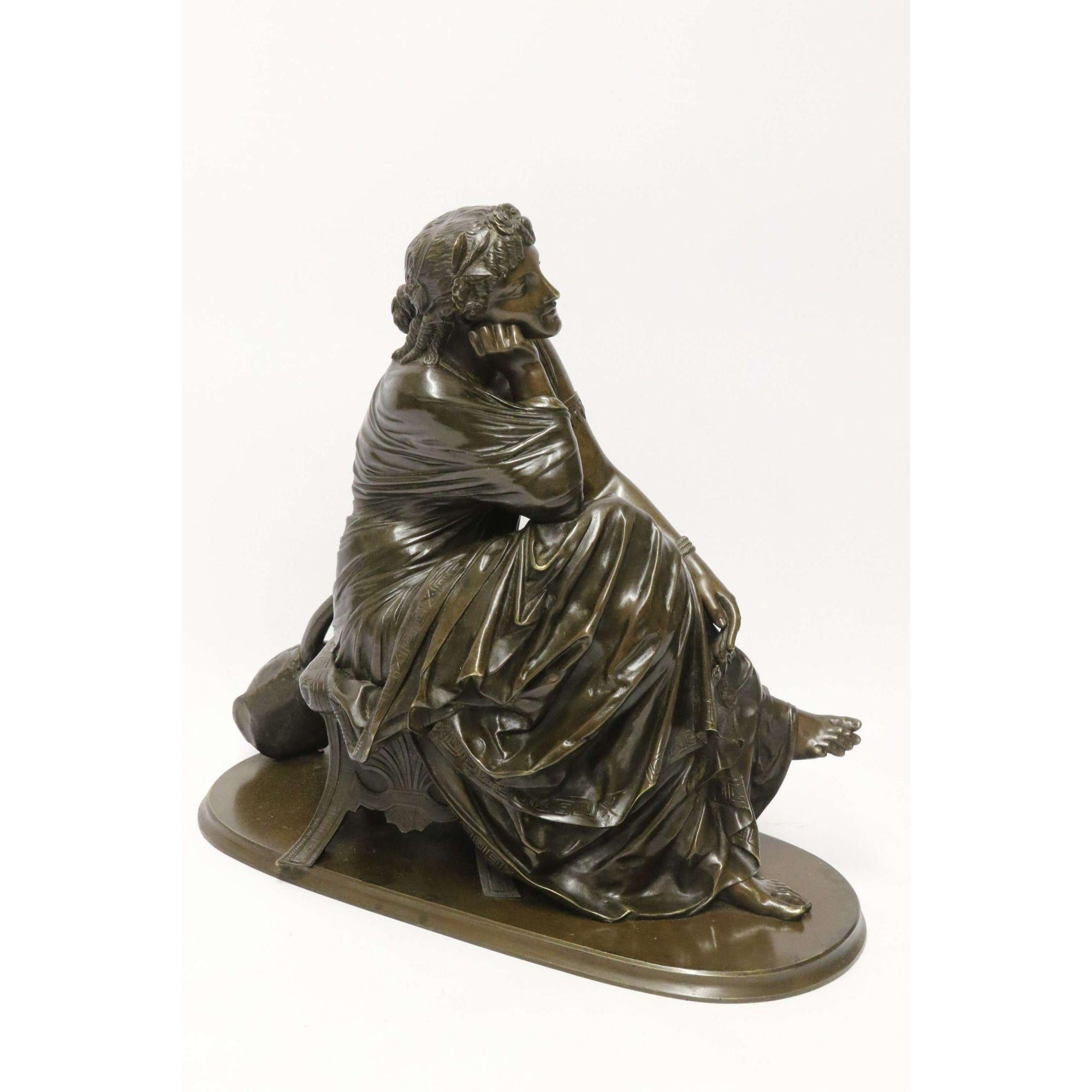 Klassische französische Bronze von Euterpe aus dem 19. Jahrhundert von Pierre Alexander Schoenewerk im Angebot 1