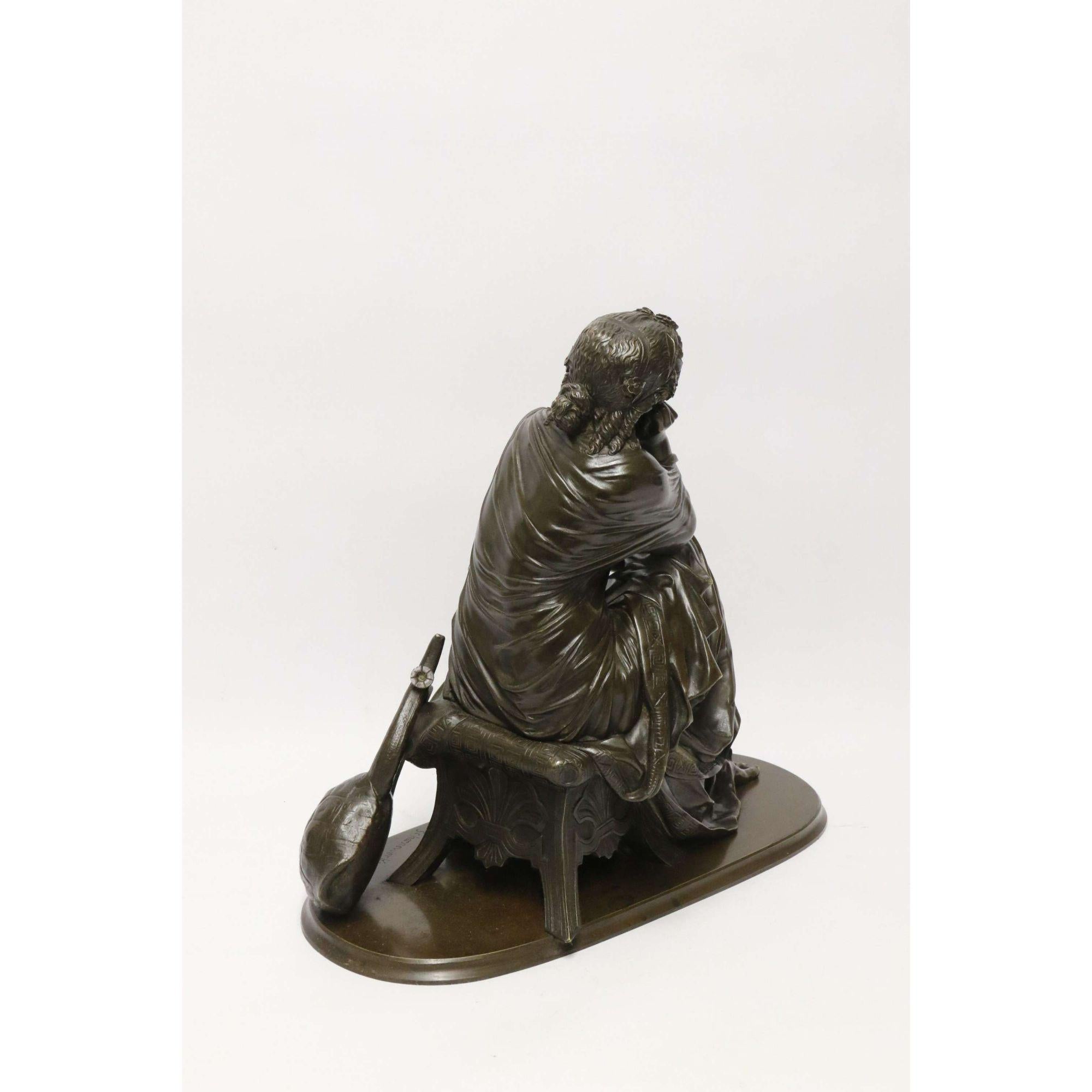 Klassische französische Bronze von Euterpe aus dem 19. Jahrhundert von Pierre Alexander Schoenewerk im Angebot 3
