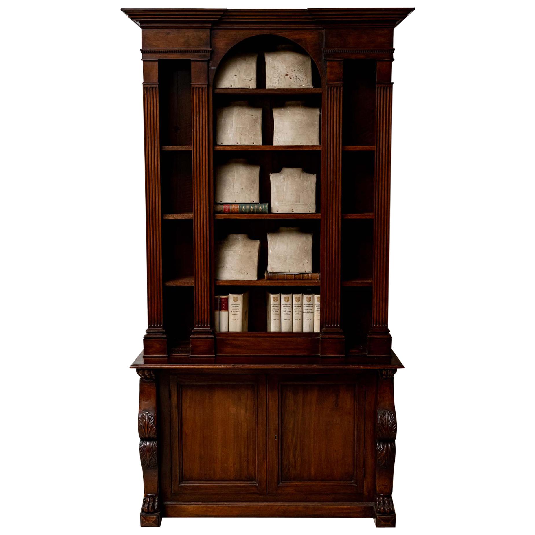 19th Century French Classical Mahogany Bookcase Cabinet Formerly a Gun Cabinet