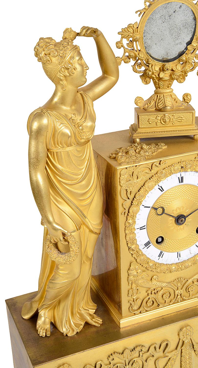 Pendule de cheminée en bronze doré Classic Mantels du 19e siècle en vente 3