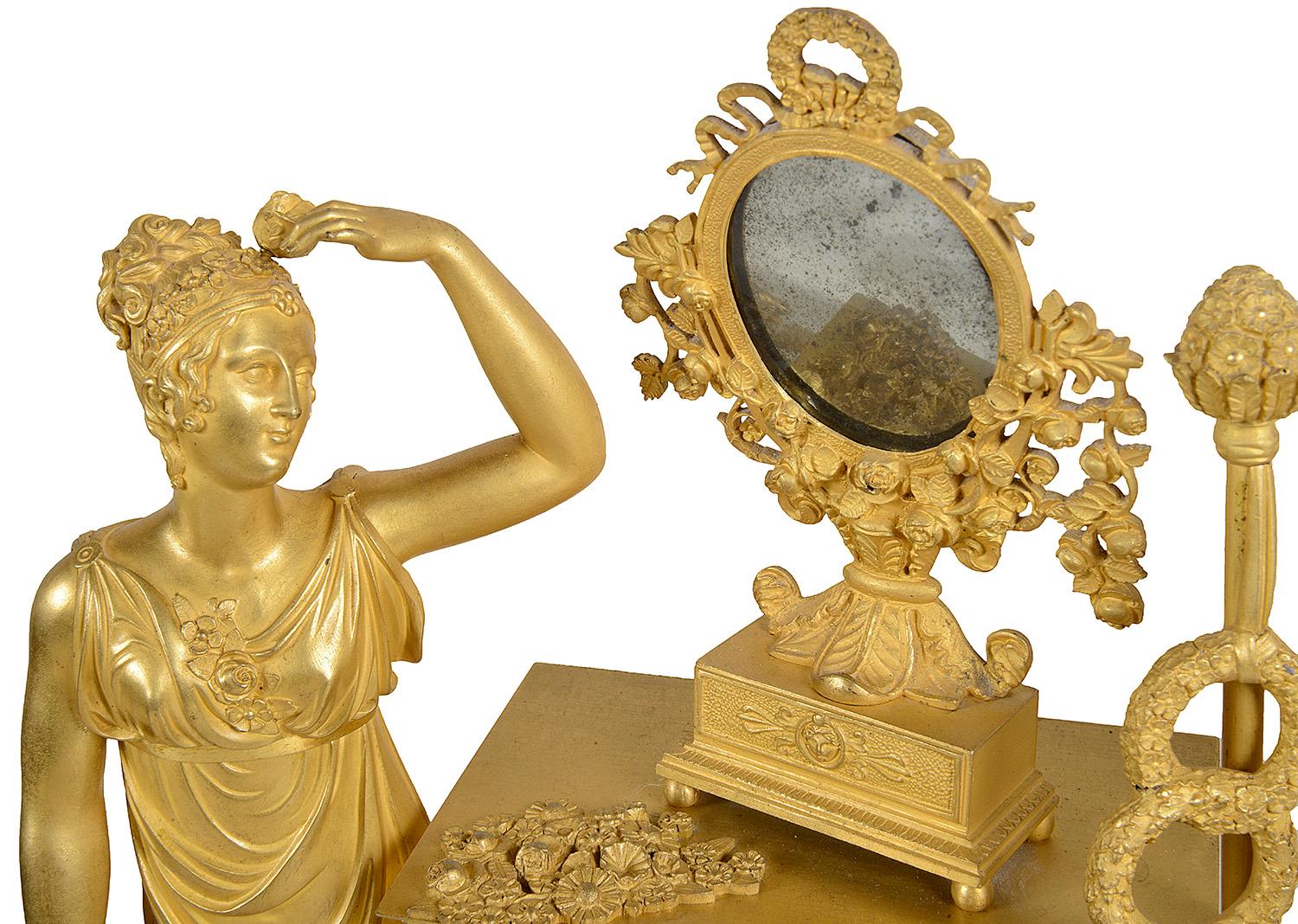 Französische klassische Goldbronze-Kaminuhr aus dem 19. Jahrhundert (Vergoldet) im Angebot