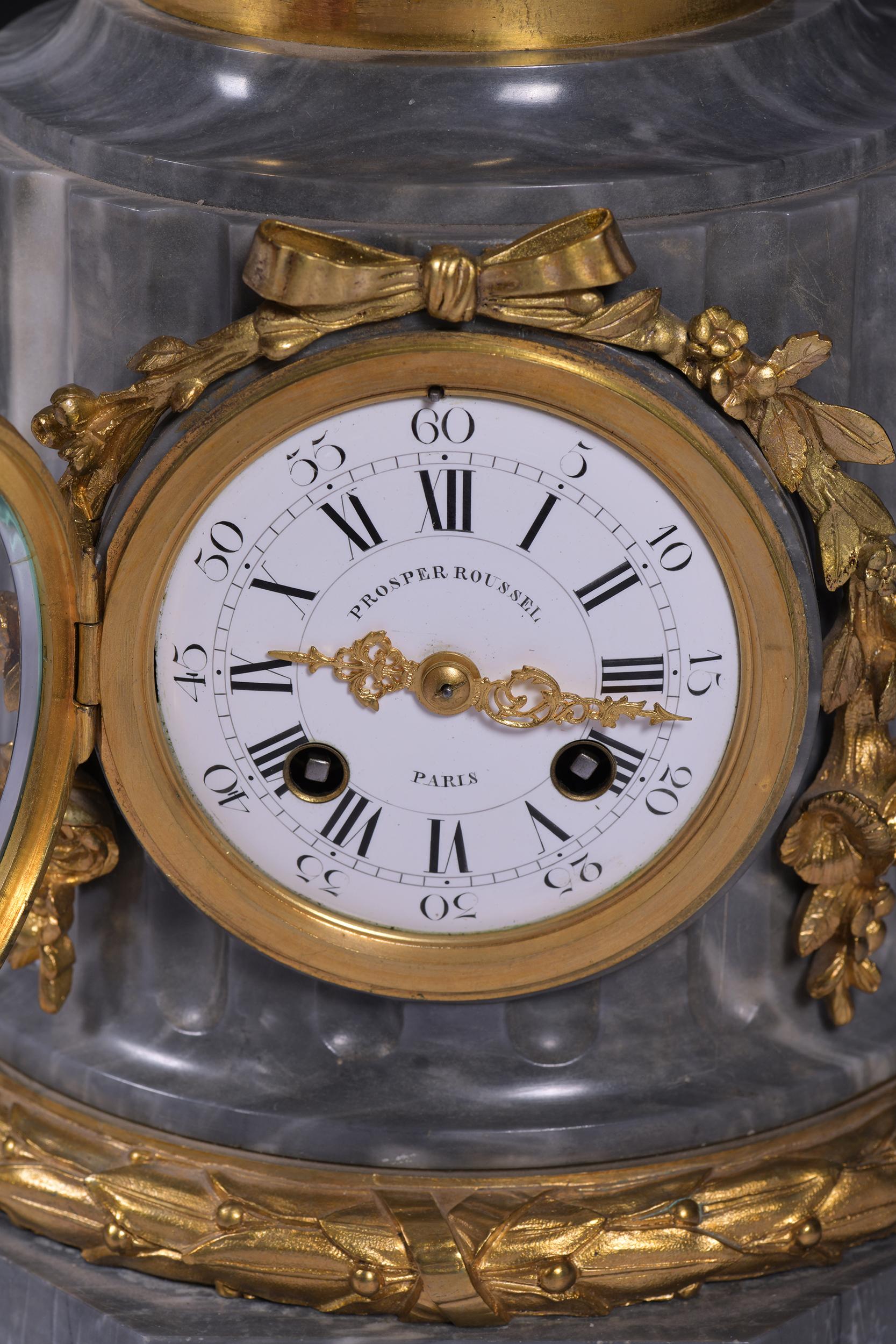 Französische Uhrengarnitur des 19. Jahrhunderts von Prosper Roussel aus Paris (Viktorianisch) im Angebot