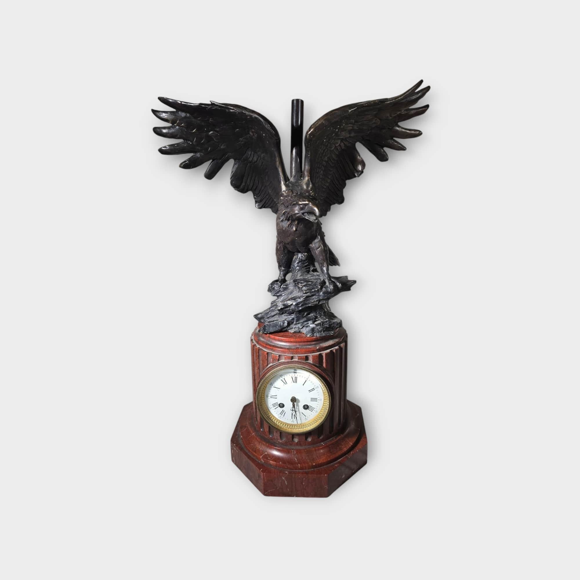 19th-Century French Clock with Globe and Bronze Eagle 100 CM For Sale 7