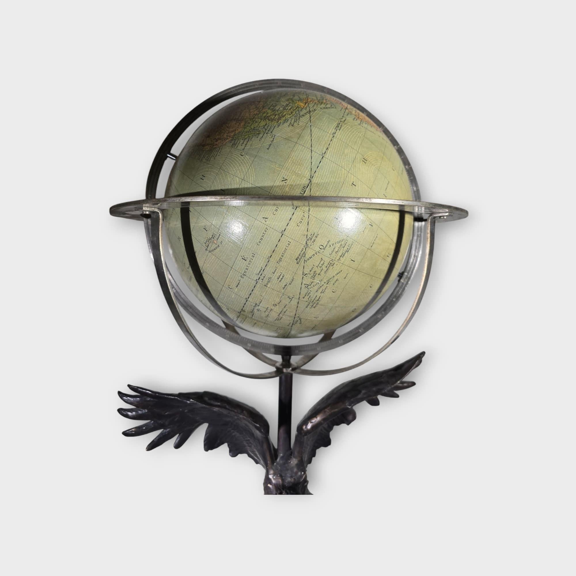 19th-Century French Clock with Globe and Bronze Eagle 100 CM For Sale 8