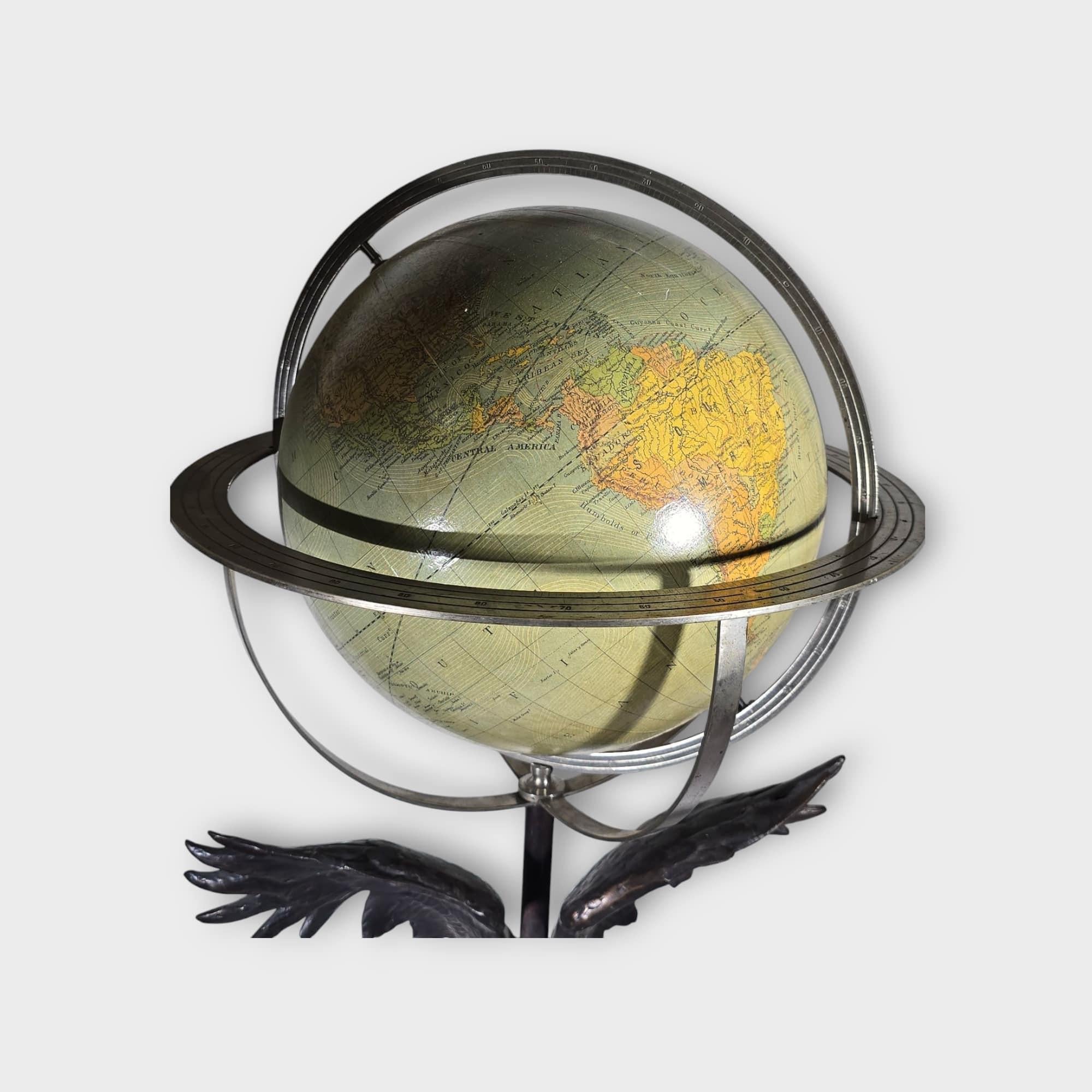 19th-Century French Clock with Globe and Bronze Eagle 100 CM For Sale 9