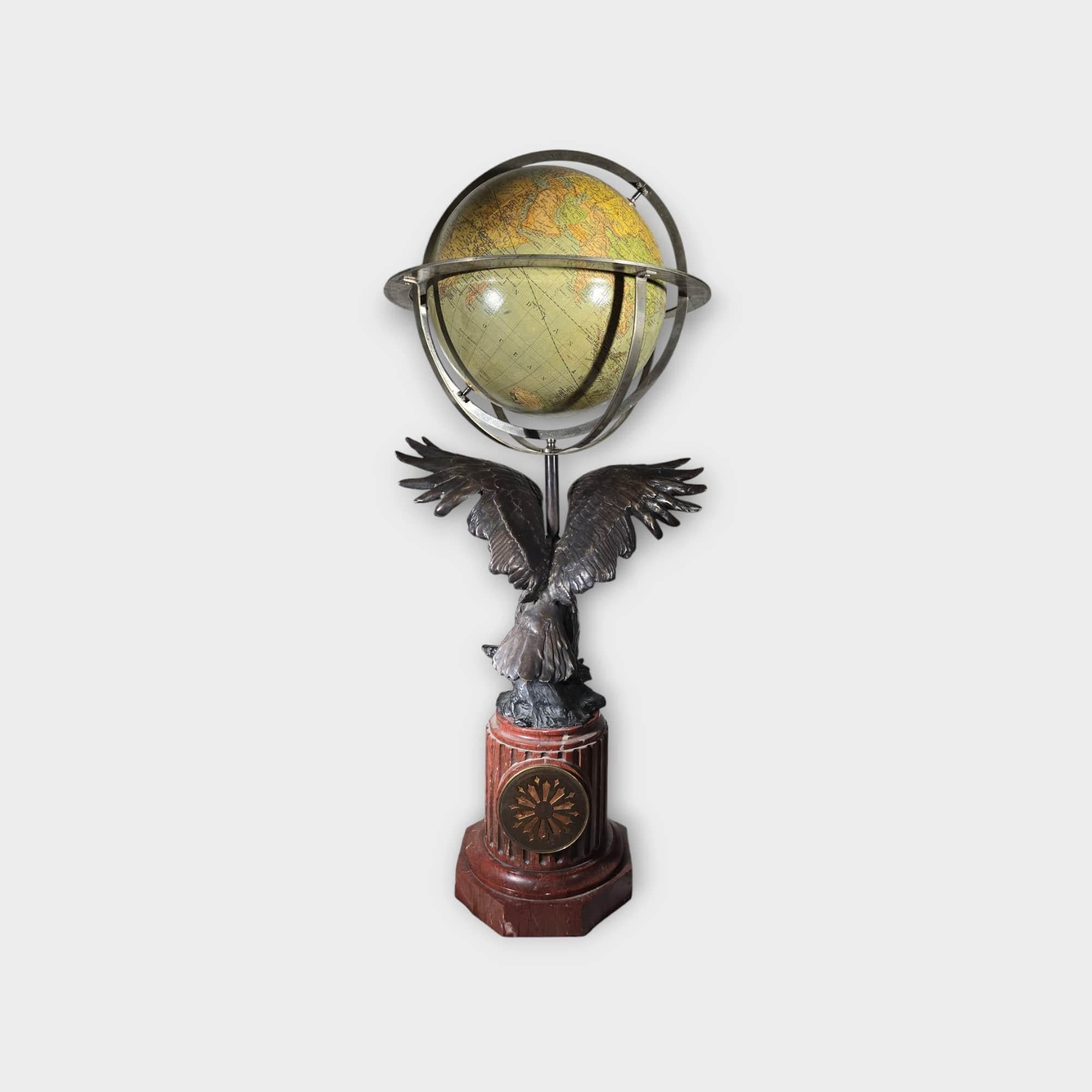 19th-Century French Clock with Globe and Bronze Eagle 100 CM In Good Condition For Sale In Madrid, ES