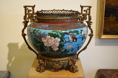 19th Century, French Cloisonné Vase on Gilded Bronze Base