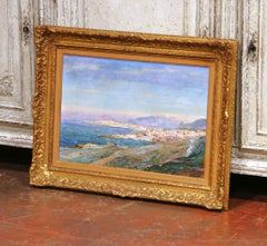 19th Century French Coastal Landscape Oil Painting by Jean-Baptiste Duffaud