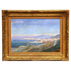 19th Century French Coastal Landscape Oil Painting by Jean-Baptiste Duffaud
