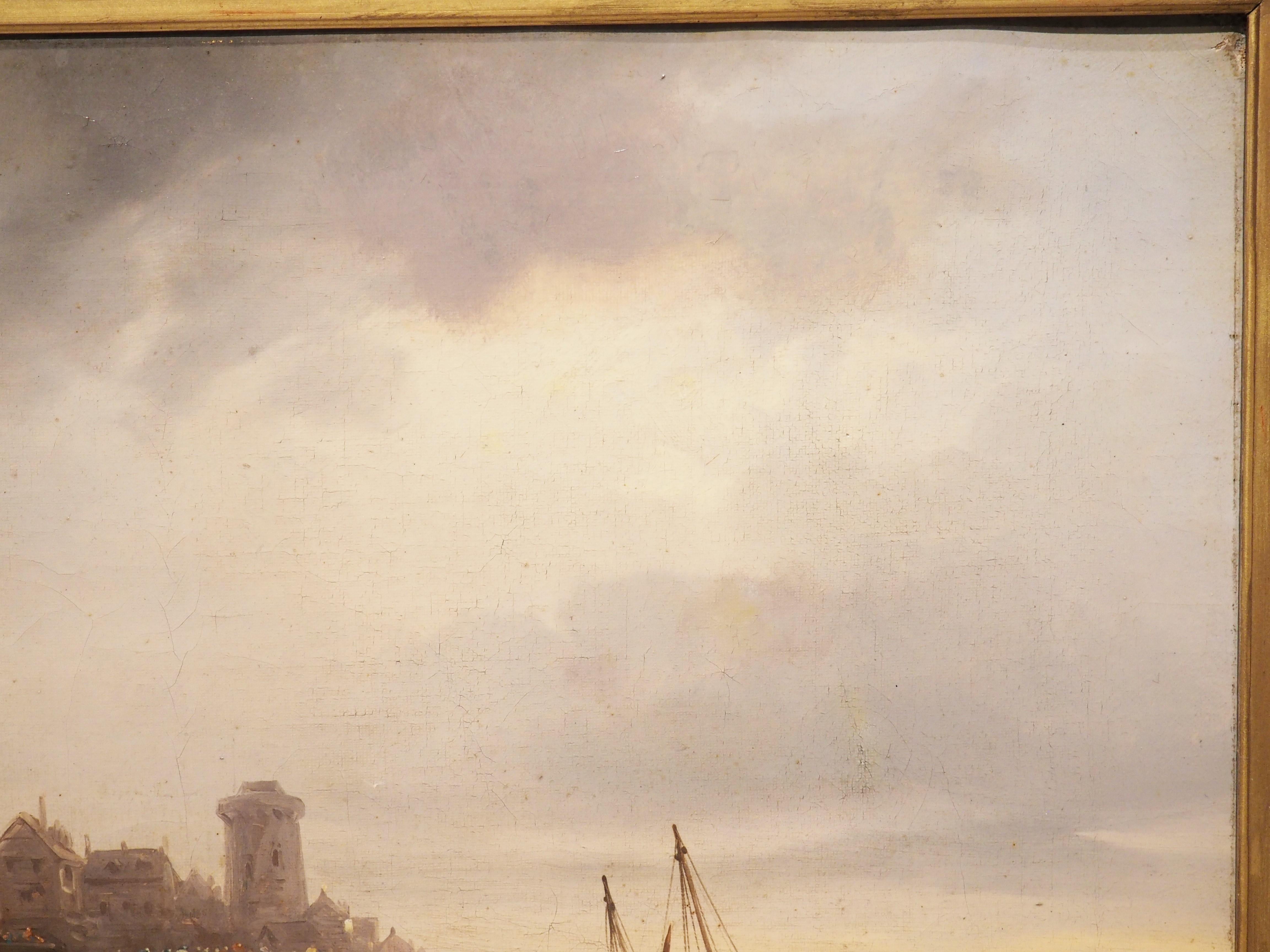 19th Century French Coastal Landscape Painting, Signed Kuwasseg For Sale 6