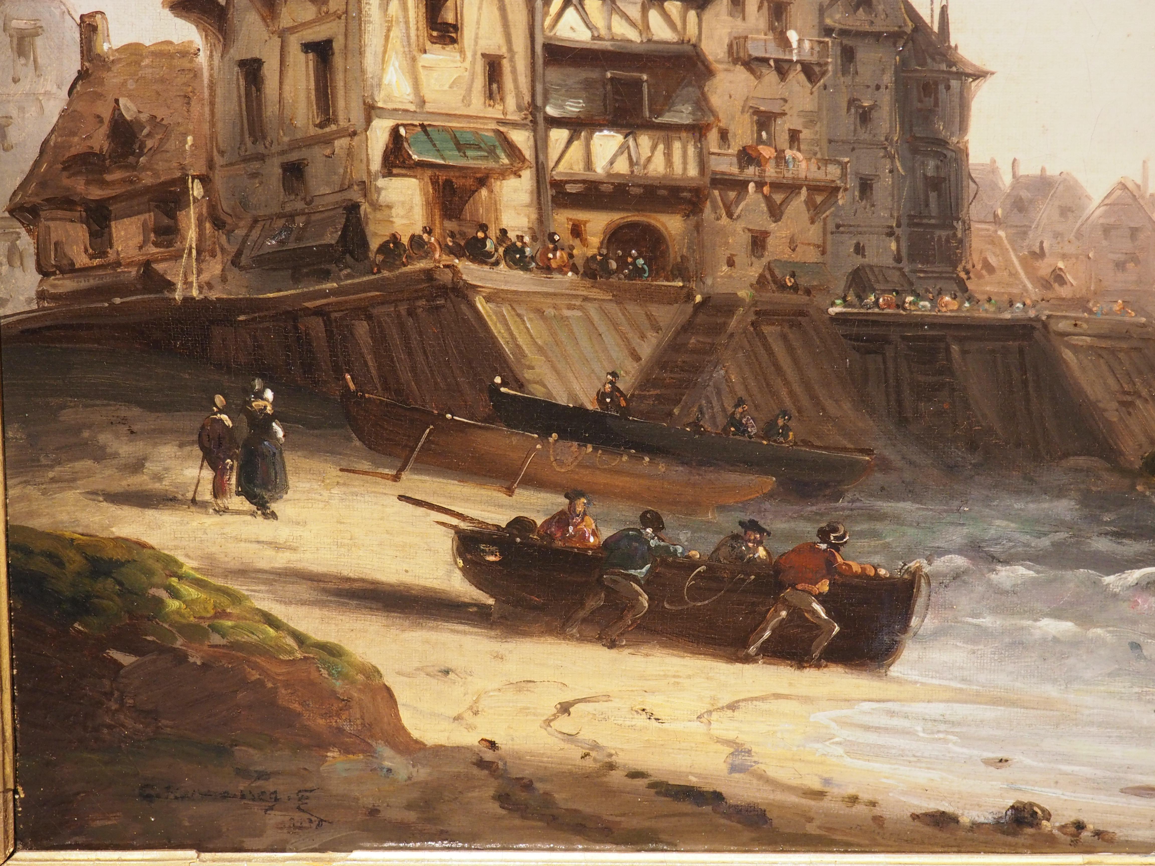 19th Century French Coastal Landscape Painting, Signed Kuwasseg For Sale 9