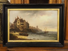 19th Century French Coastal Landscape Painting, Signed Kuwasseg