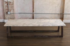 19th Century French Coffee Table with Marble Top and Iron Base