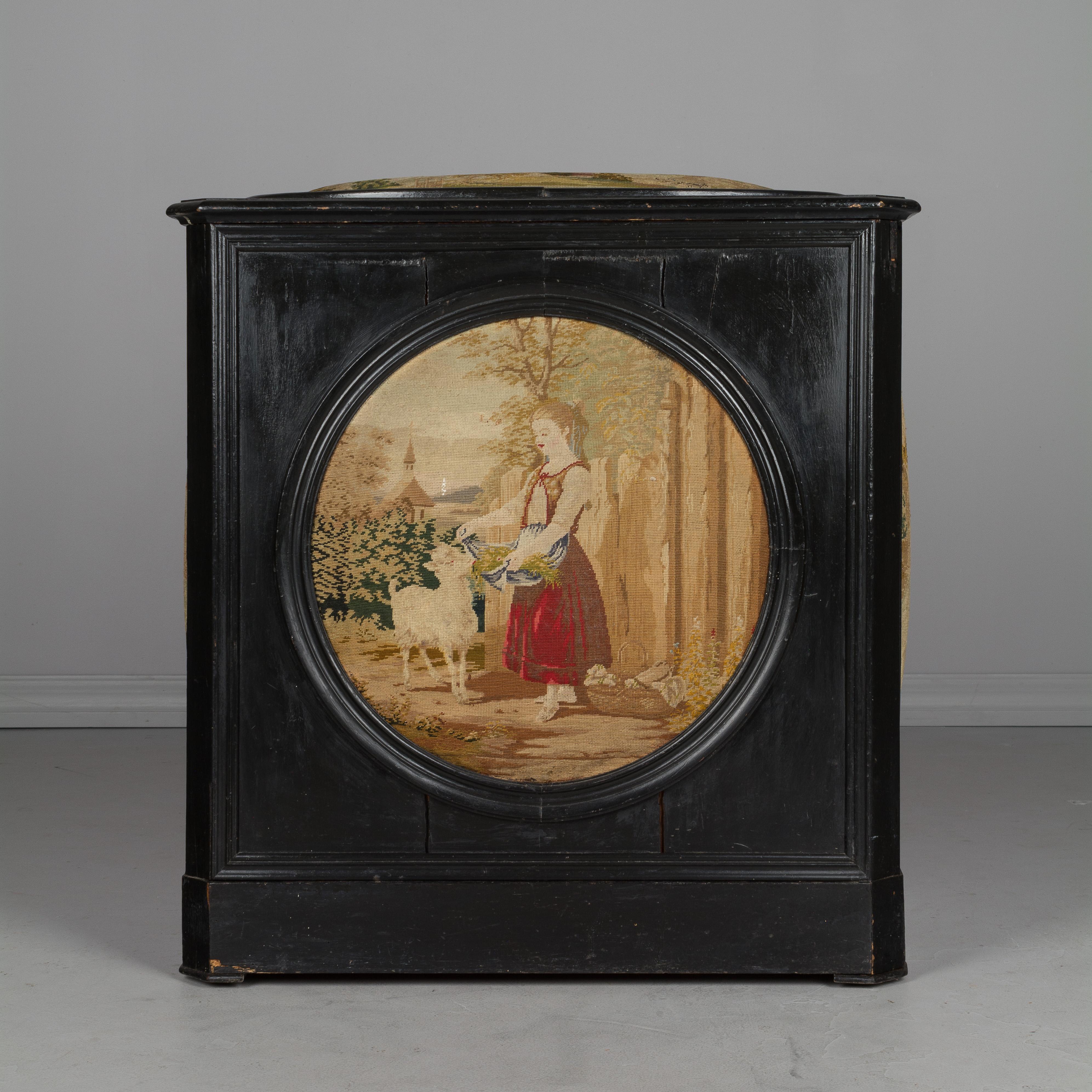 Country 19th Century French Coffer with Tapestry Panels