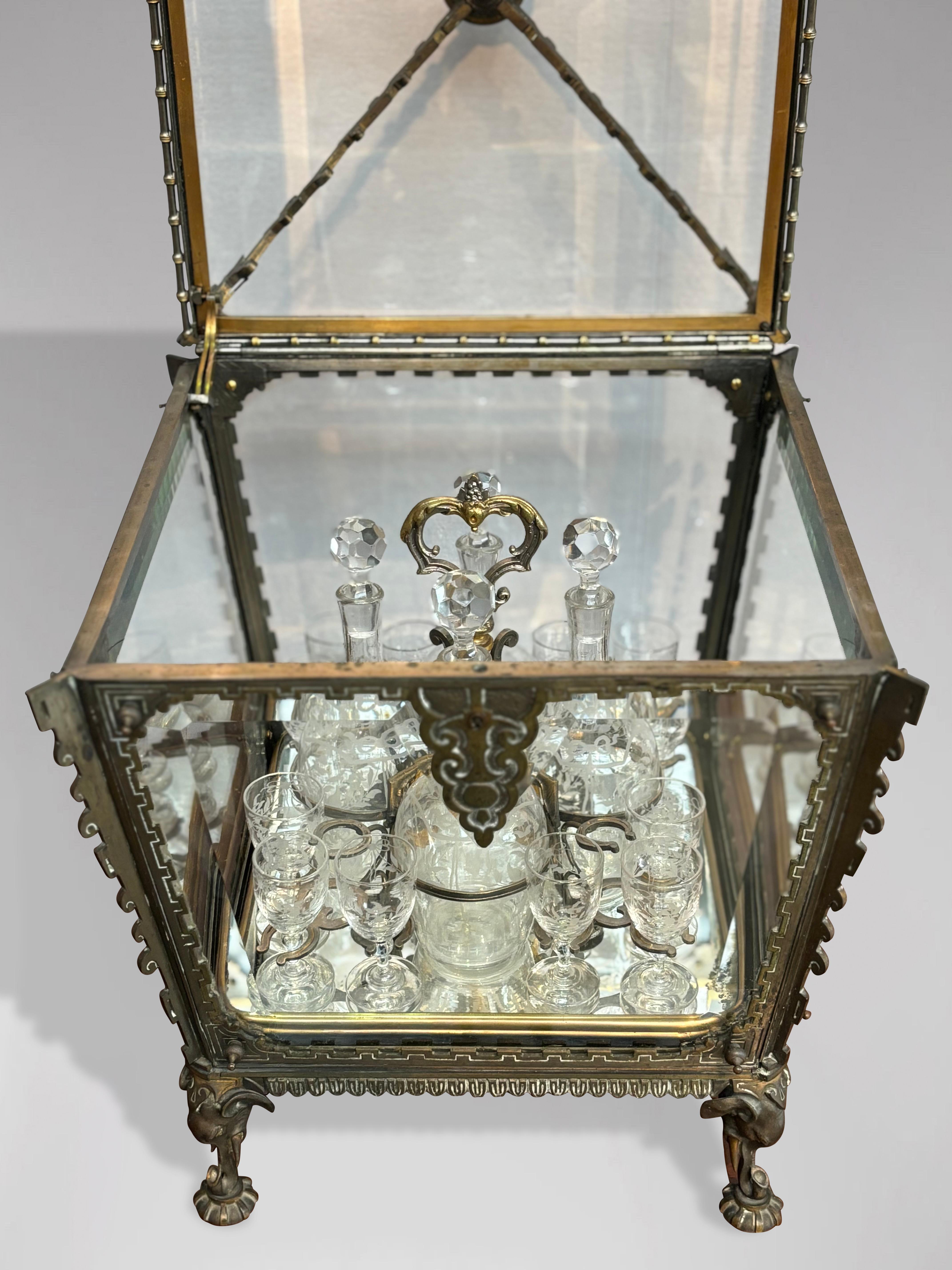 19th Century French Colonial Glass Cave à Liqueur Tantalus For Sale 8