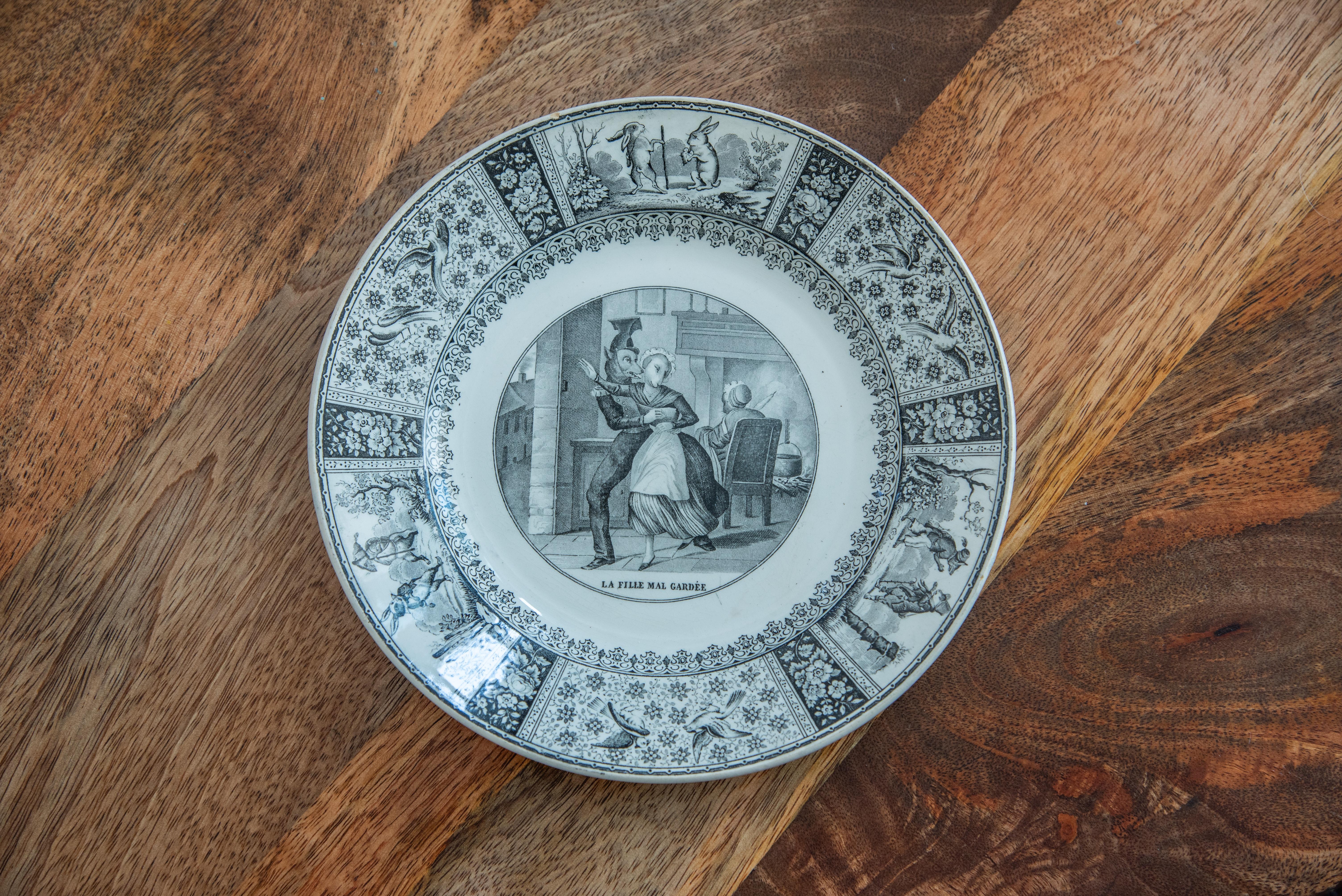 Porcelain 19th Century French Comic Plates by Creil et Montereau