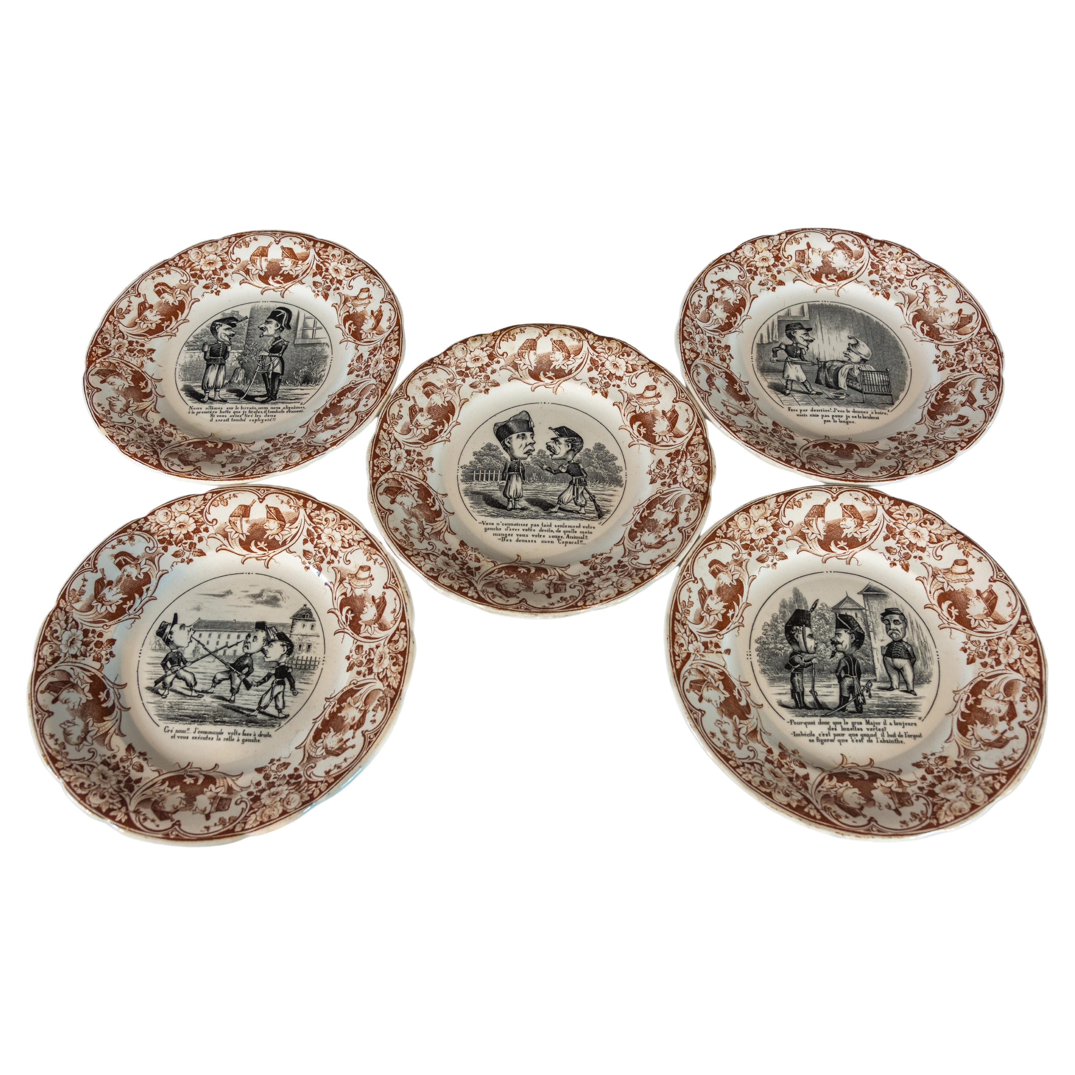 19th Century French "Comique" Plates By Sarreguemines For Sale