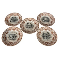 Used 19th Century French "Comique" Plates By Sarreguemines